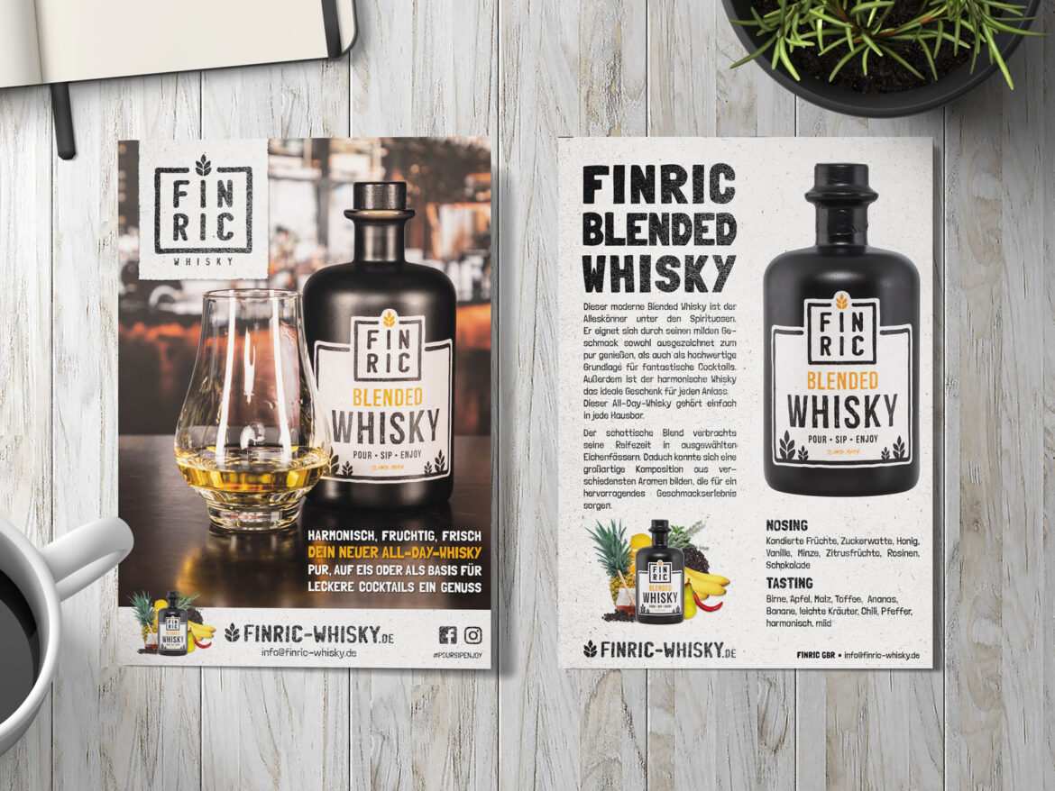 Flyer-Gestaltung - FINRIC Whisky - Printmedien, Druck